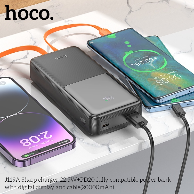 Pin sạc dự phòng sạc nhanh có dây Hoco J119A 20.000mAh