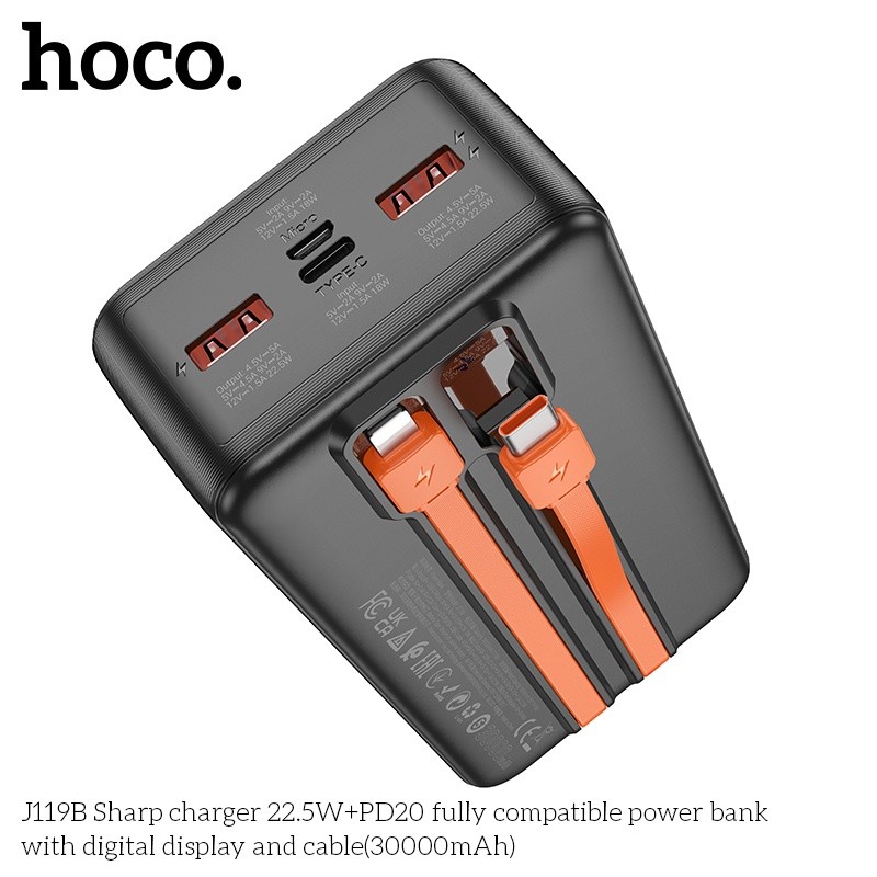 Pin dự phòng 22.5W+PD20 có màn hình Hoco J119B 30.000mAh