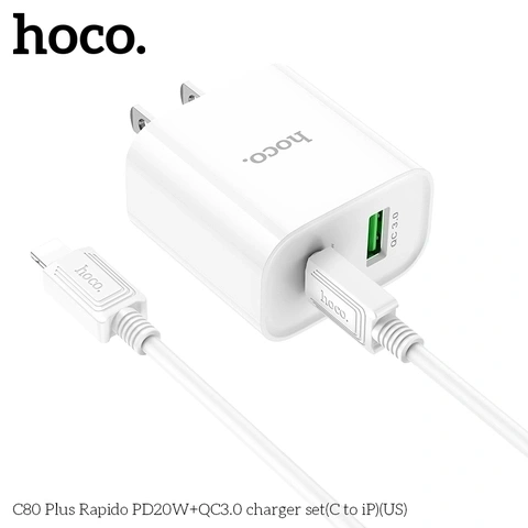 Bộ củ cáp sạc nhanh Hoco C80 plus lightning