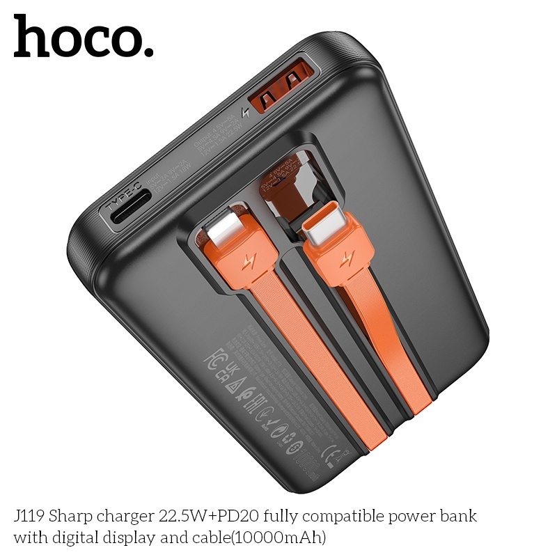 Pin sạc dự phòng sạc nhanh có dây Hoco J119 10.000mAh