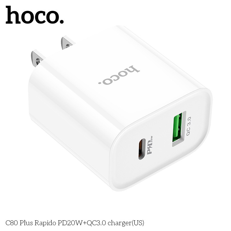 Bộ củ cáp sạc nhanh Hoco C80 plus lightning