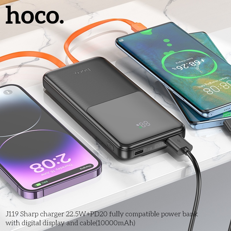 Pin sạc dự phòng sạc nhanh có dây Hoco J119 10.000mAh