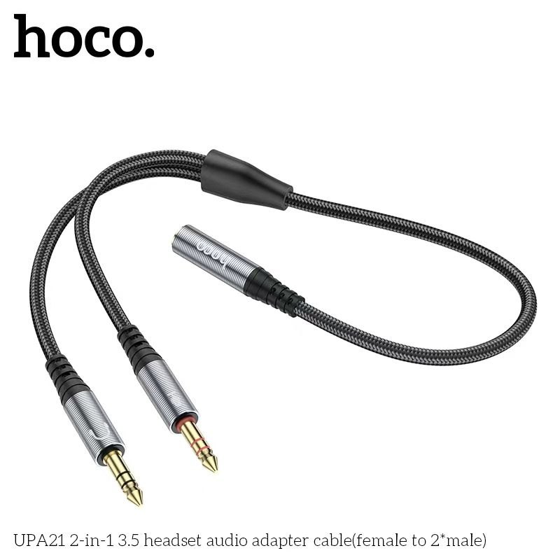 Giắc chuyển đổi Hoco UPA21 2in1 2 đầu đực 1 đầu cái