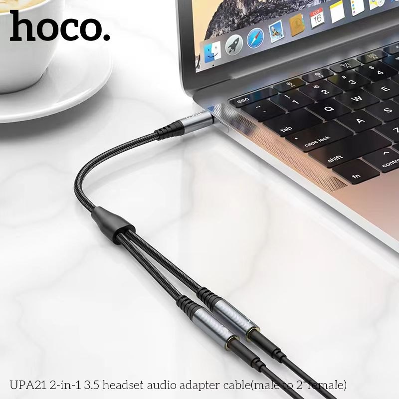 Giắc chuyển đổi Hoco UPA21 2in1 1 đầu đực 2 đầu cái