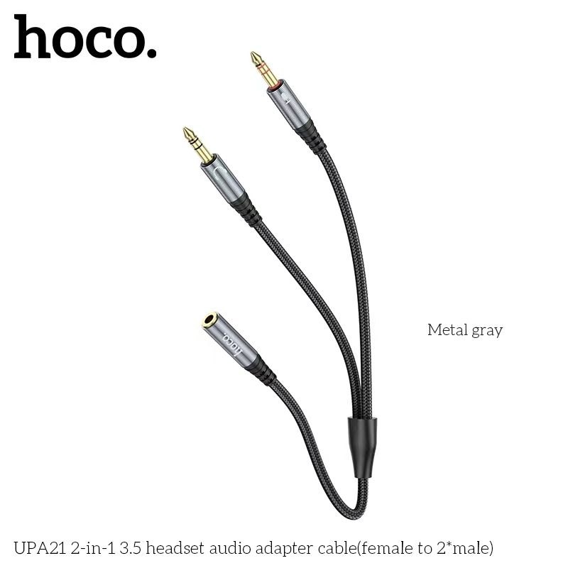 Giắc chuyển đổi Hoco UPA21 2in1 2 đầu đực 1 đầu cái