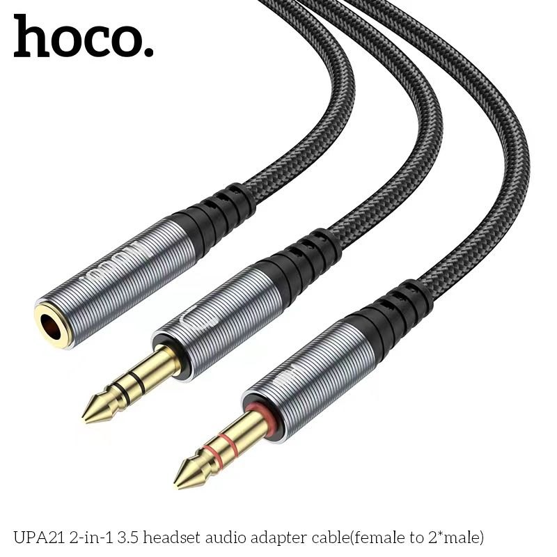 Giắc chuyển đổi Hoco UPA21 2in1 2 đầu đực 1 đầu cái