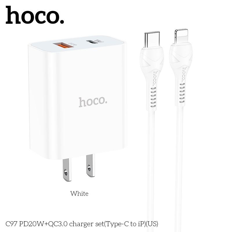 Bộ củ cáp sạc nhanh Hoco C97 L PD20W QC3.0