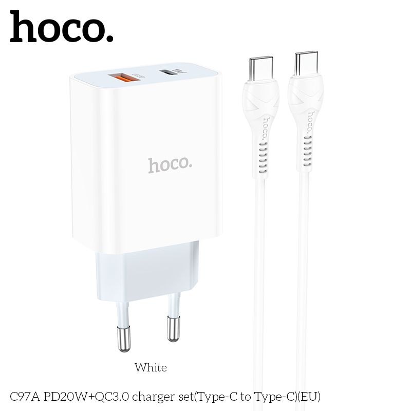 Bộ củ cáp sạc nhanh Hoco C97A typeC PD20W QC3.0