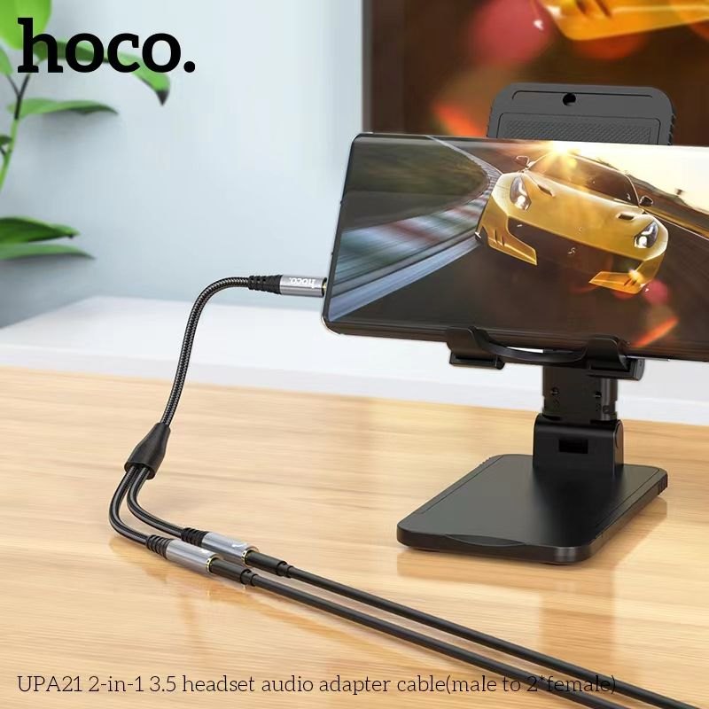 Giắc chuyển đổi Hoco UPA21 2in1 1 đầu đực 2 đầu cái