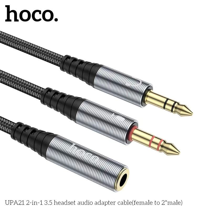 Giắc chuyển đổi Hoco UPA21 2in1 2 đầu đực 1 đầu cái