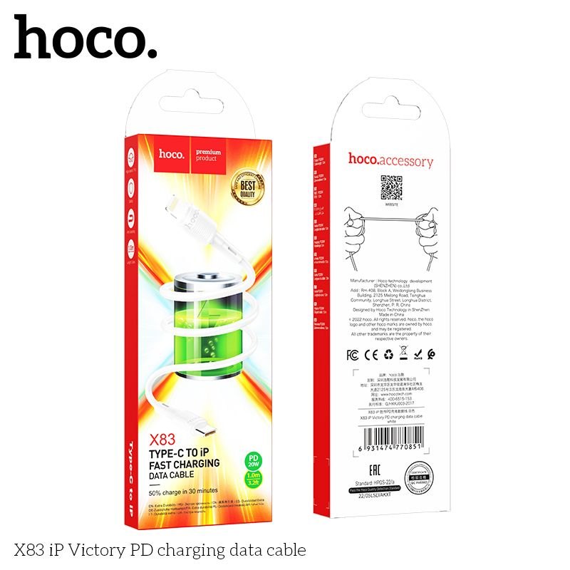 Cáp sạc Hoco X83 PD 20w 1m