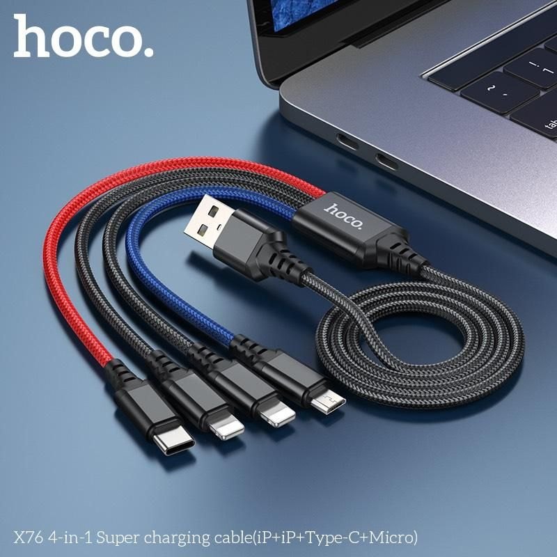 Cáp Sạc Hoco X76 - 4in1 (iPhone+ iPhone+TypeC + Micro)