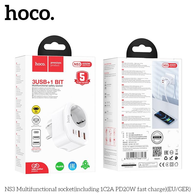 Củ sạc đa chức năng Hoco NS3