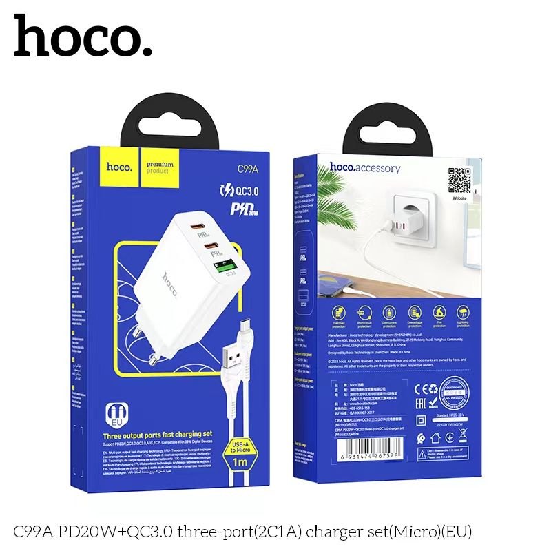 Bộ củ cáp sạc nhanh Hoco C99A micro PD20W QC3.0