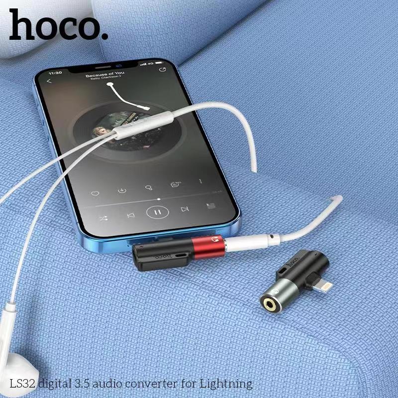 Đầu chuyển đổi Hoco Lightning sang lightning + 3.5mm LS32