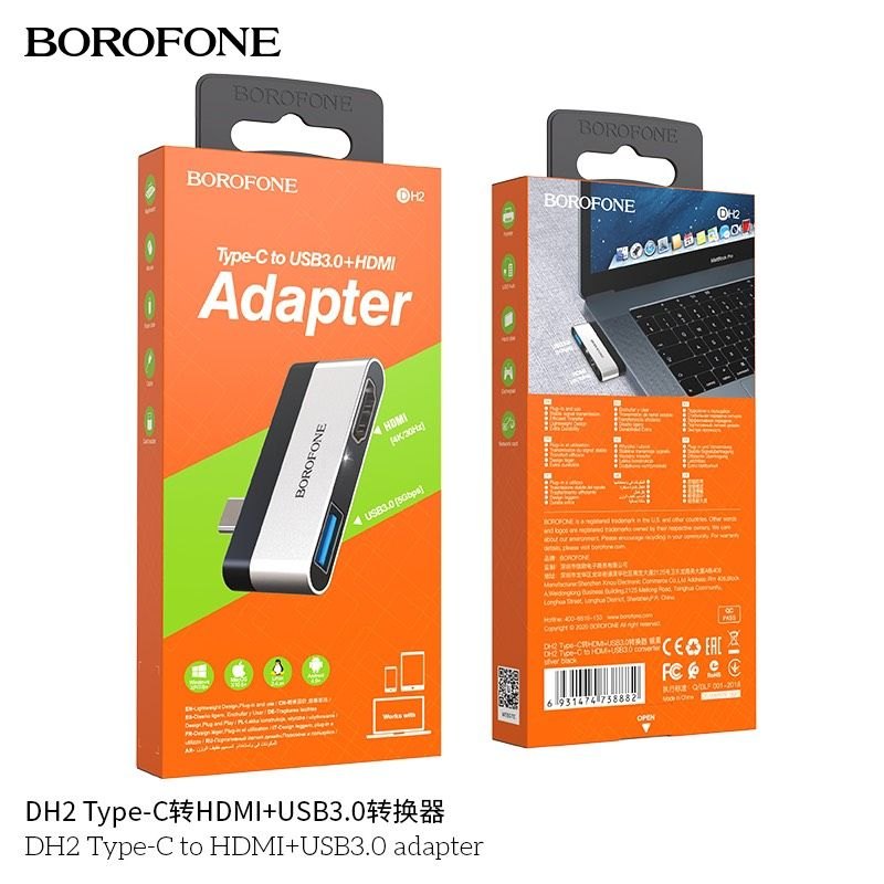 Bộ Chuyển Đổi Borofone DH2 (Type-C sang HDMI - USB 3.0 )