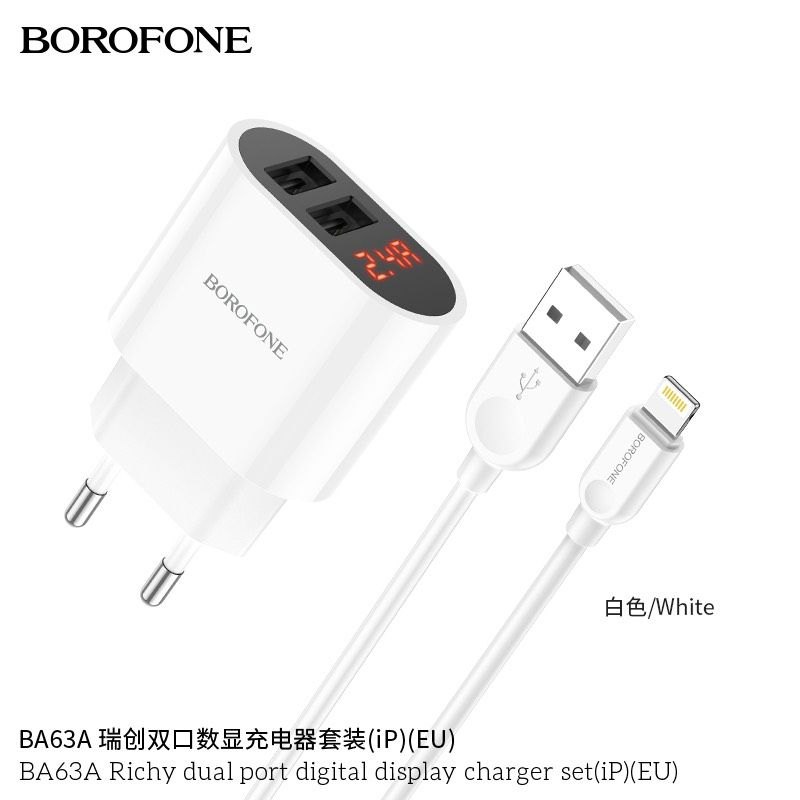 Bộ Củ Cáp Sạc Borofone BA63A Lightning