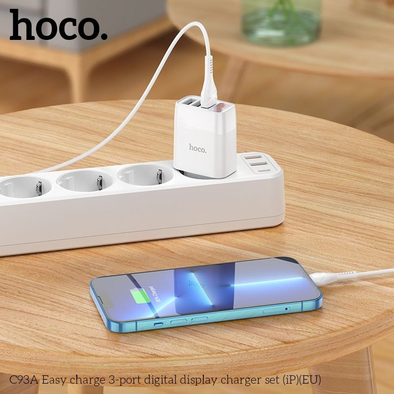 Bộ củ cáp sạc 3 cổng Hoco C93A lightning