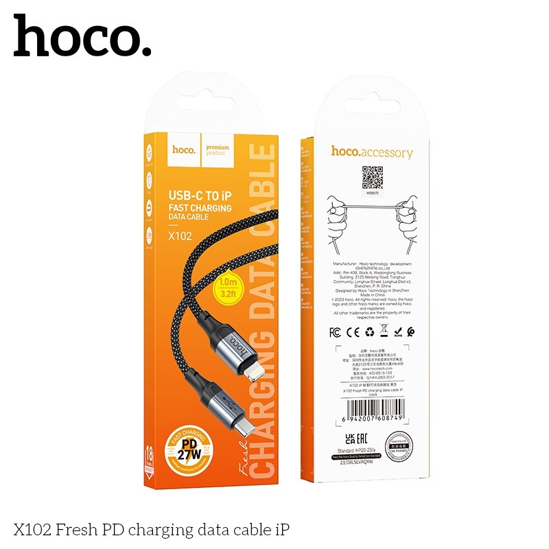 Cáp sạc nhanh Hoco X102 PD TypeC-Ip