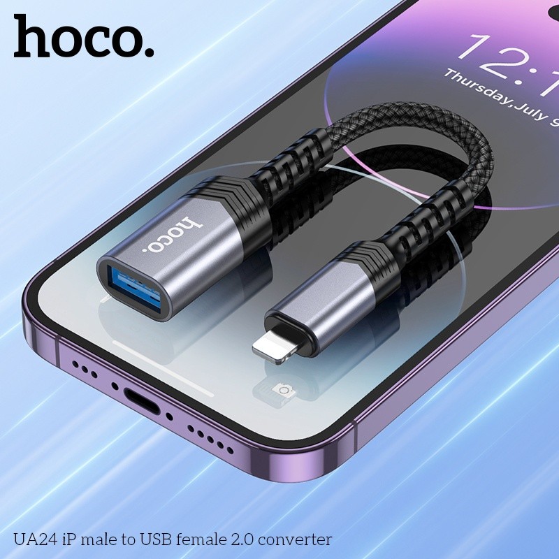 Đầu chuyển đổi Hoco UA24 IP (đực) sang USB-A (cái)