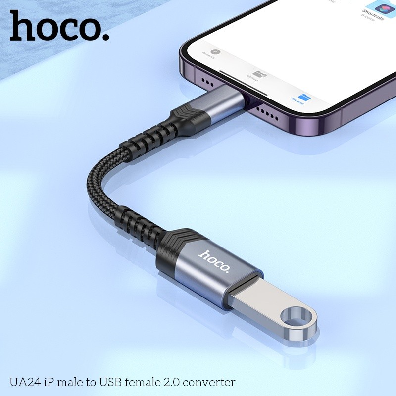 Đầu chuyển đổi Hoco UA24 IP (đực) sang USB-A (cái)