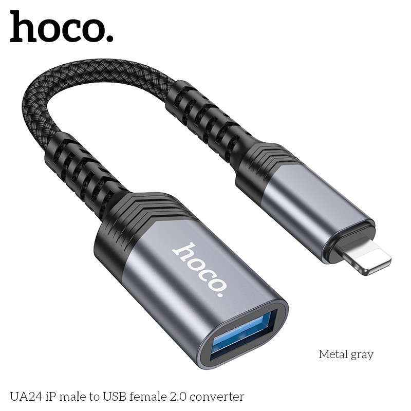 Đầu chuyển đổi Hoco UA24 IP (đực) sang USB-A (cái)