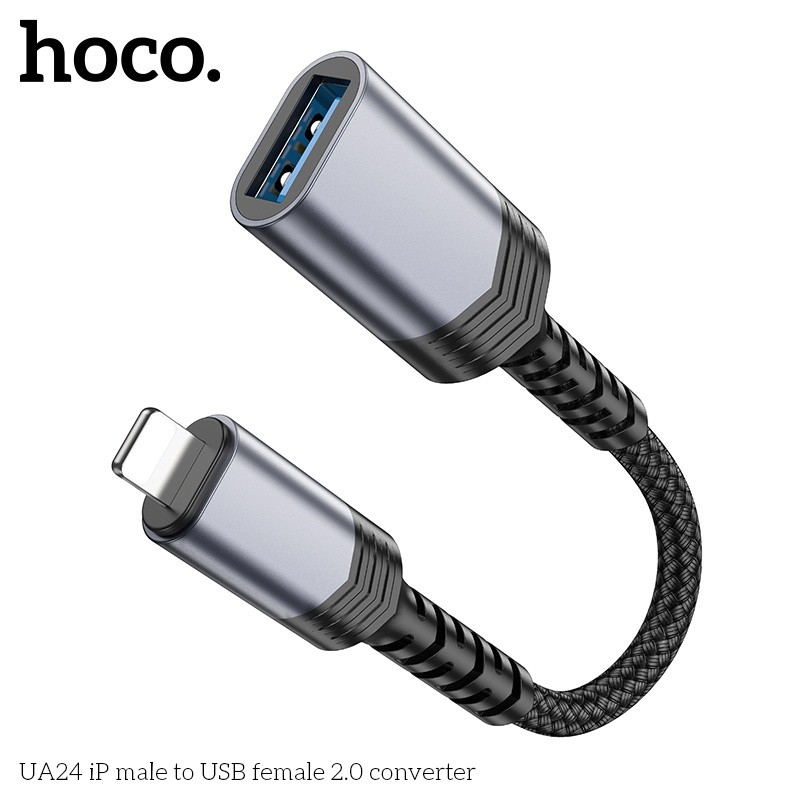 Đầu chuyển đổi Hoco UA24 IP (đực) sang USB-A (cái)