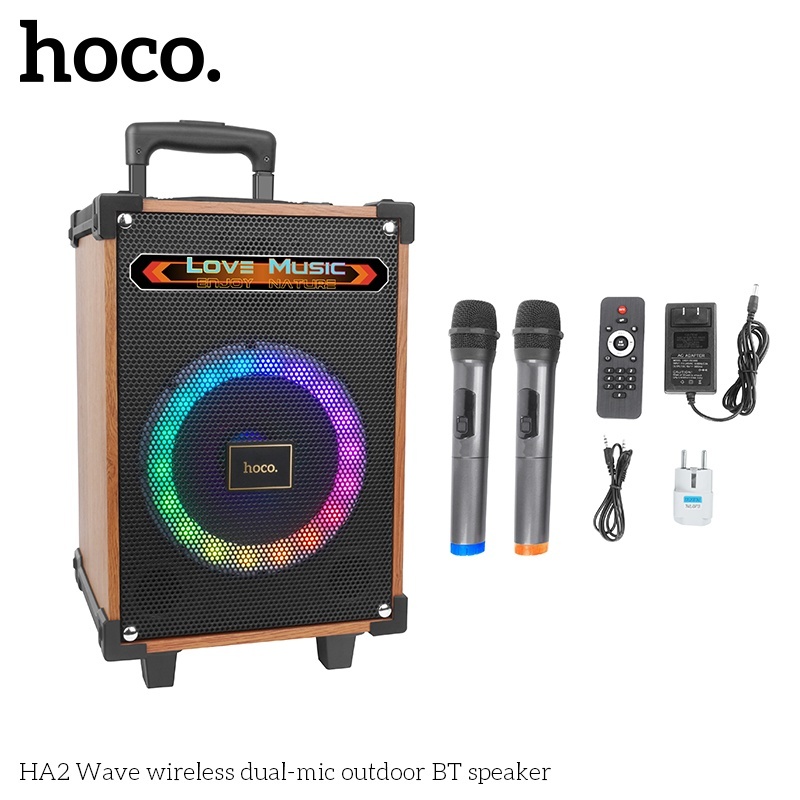 Loa thùng Bluetooth 2 mic Hoco HA2