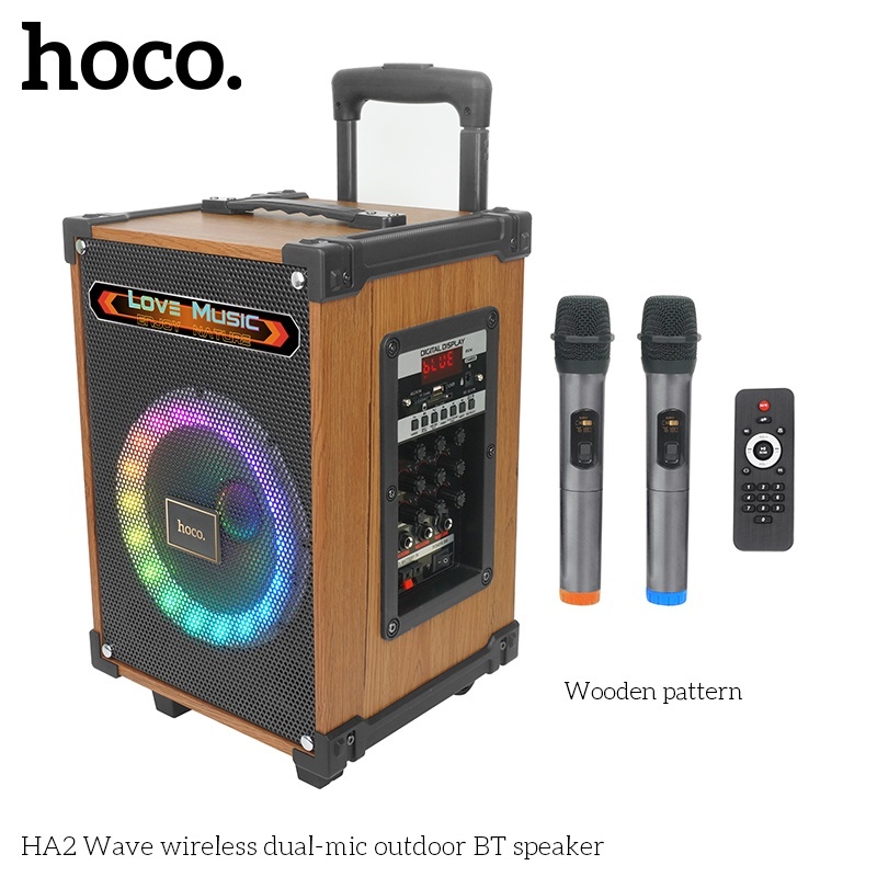 Loa thùng Bluetooth 2 mic Hoco HA2