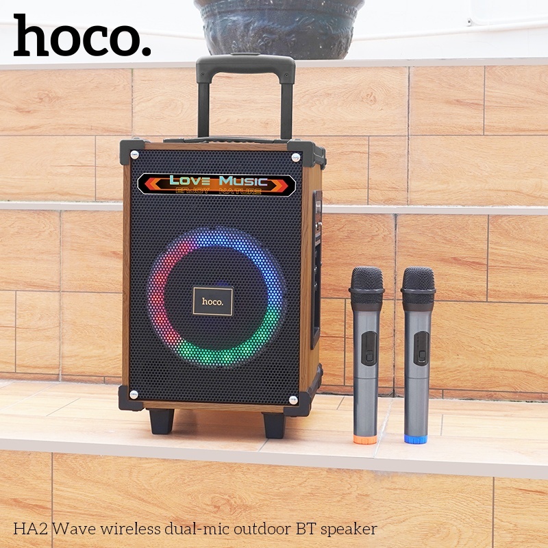 Loa thùng Bluetooth 2 mic Hoco HA2