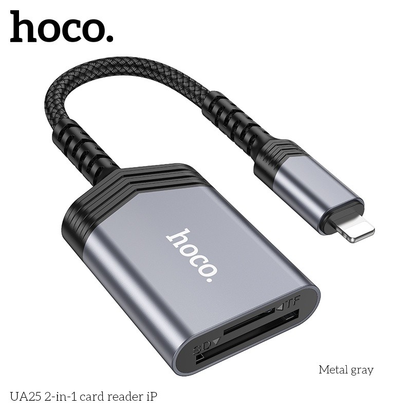 Đầu đọc thẻ nhớ 2in1 Hoco UA25 lightning