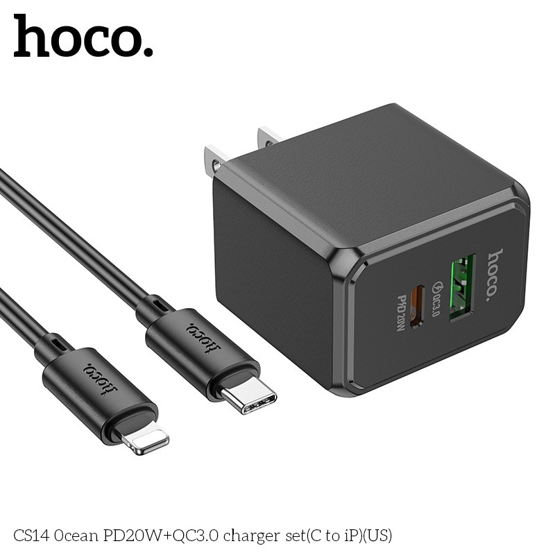 Bộ củ cáp sạc nhanh Hoco CS14 lightning PD20W QC3.0