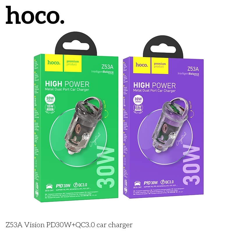 Tẩu sạc nhanh 30W 2 cổng Hoco Z53A