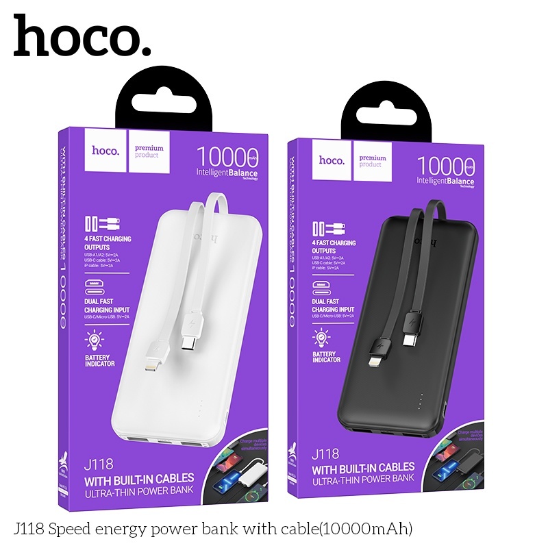 Pin sạc dự phòng Hoco J118 siêu mỏng có dây