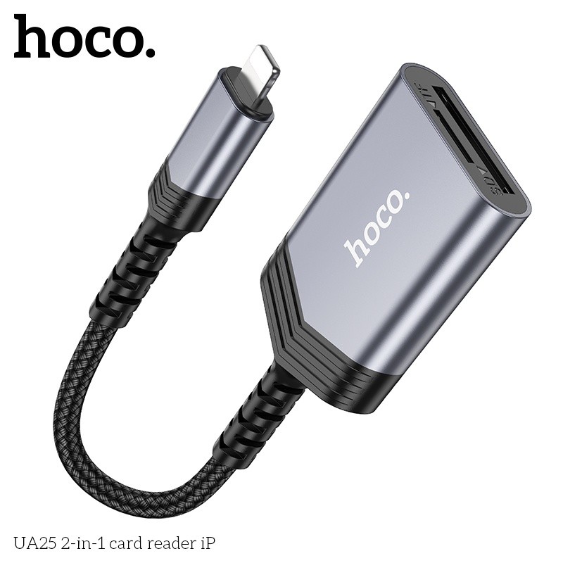 Đầu đọc thẻ nhớ 2in1 Hoco UA25 lightning