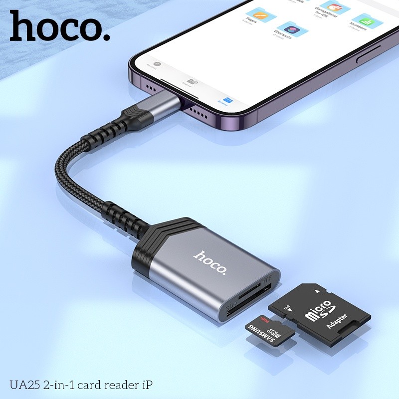 Đầu đọc thẻ nhớ 2in1 Hoco UA25 lightning