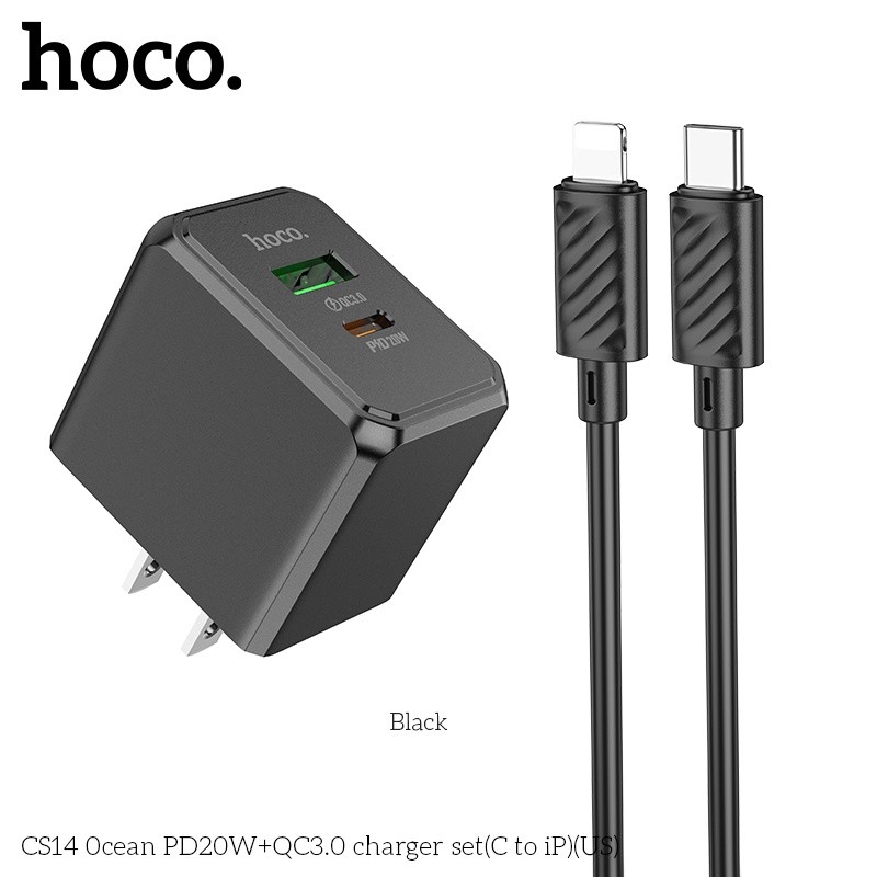 Bộ củ cáp sạc nhanh Hoco CS14 lightning PD20W QC3.0