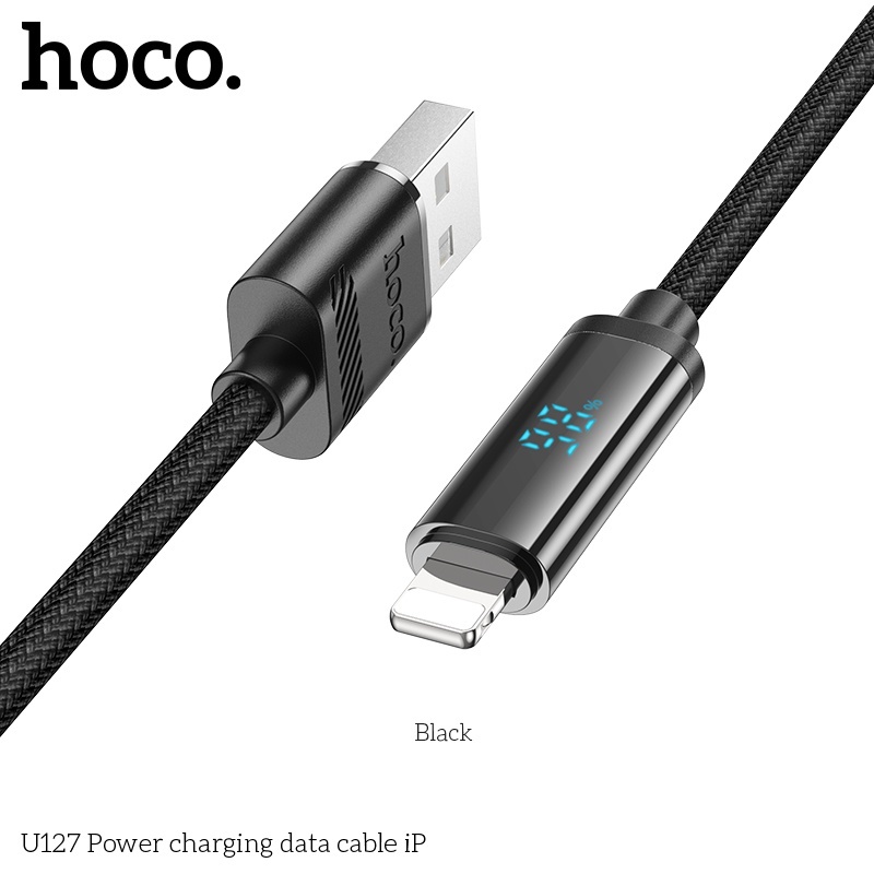 Cáp sạc nhanh + báo % pin + truyền tải dữ liệu Hoco U127 lightning