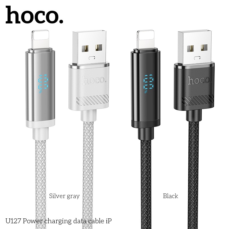 Cáp sạc nhanh + báo % pin + truyền tải dữ liệu Hoco U127 lightning