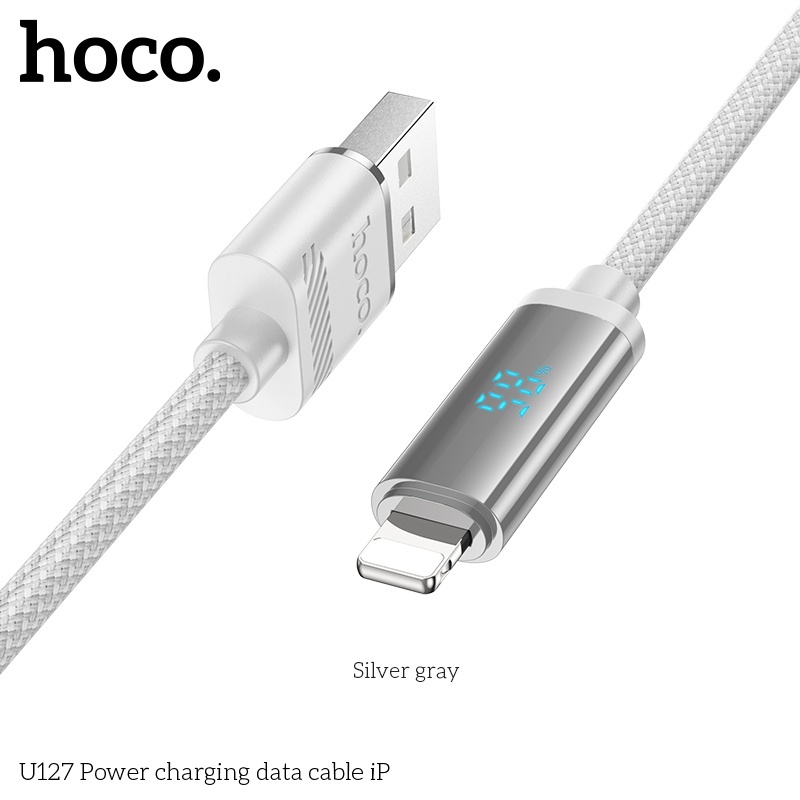 Cáp sạc nhanh + báo % pin + truyền tải dữ liệu Hoco U127 lightning