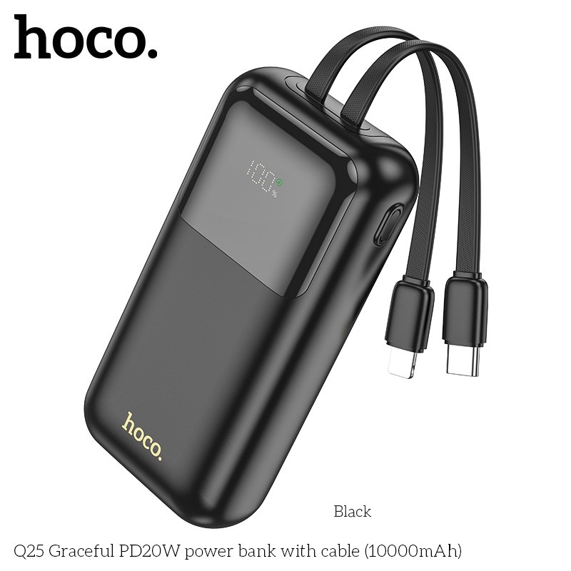 Pin sạc dự phòng sac nhanh Hoco Q25 10.000mAh PD20W QC3.0 (có dây ip+typeC)