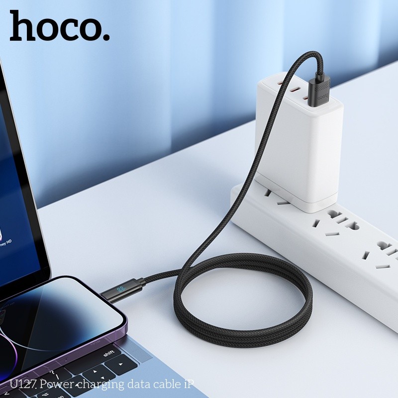 Cáp sạc nhanh + báo % pin + truyền tải dữ liệu Hoco U127 lightning