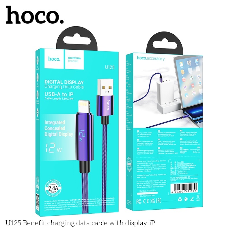 Cáp sạc + truyền dữ liệu Hoco U125 lightning