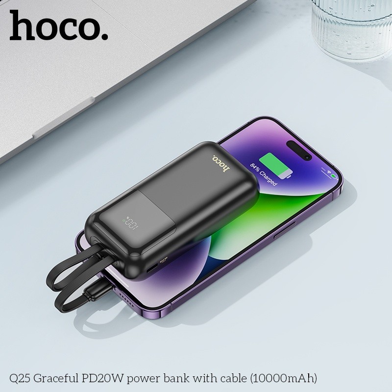 Pin sạc dự phòng sac nhanh Hoco Q25 10.000mAh PD20W QC3.0 (có dây ip+typeC)