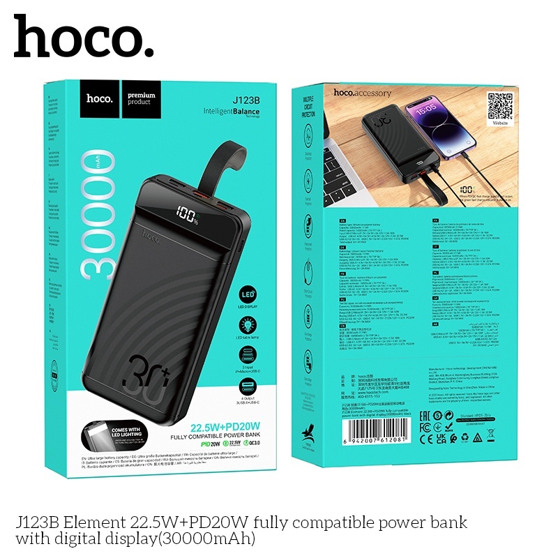 Pin sạc dự phòng sạc nhanh Hoco J123B (30.000mAh) 22.5W PD20W