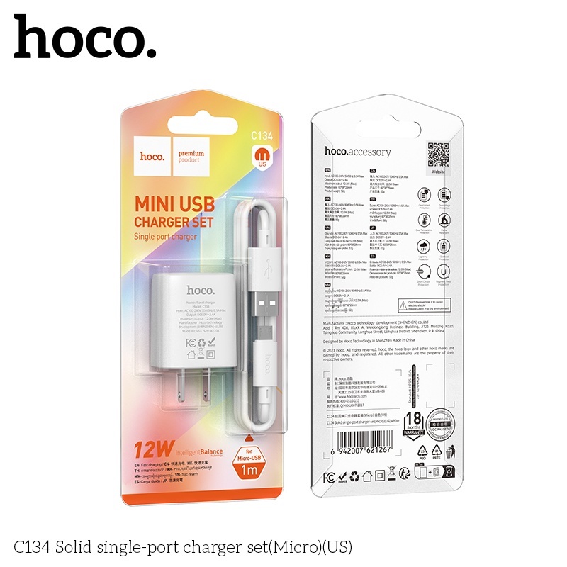 Bộ củ cáp sạc Hoco c134 micro