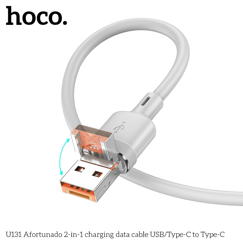 Cáp sạc + truyền dữ liệu Hoco U131 2 trong 1 USB/typeC sang typeC