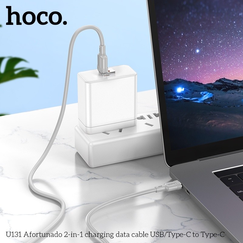 Cáp sạc + truyền dữ liệu Hoco U131 2 trong 1 USB/typeC sang typeC