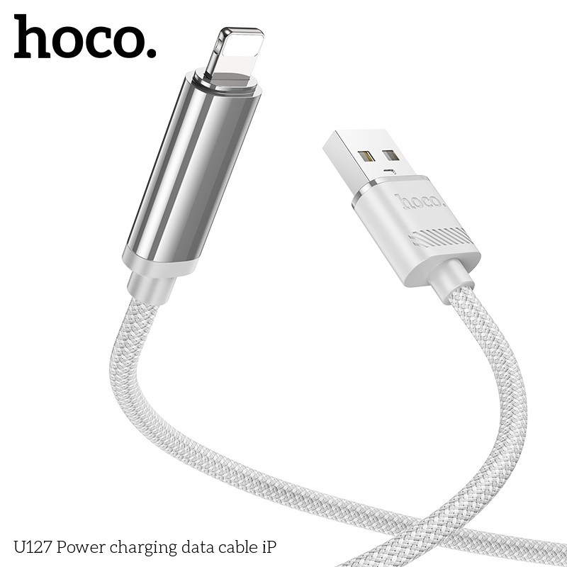 Cáp sạc nhanh + báo % pin + truyền tải dữ liệu Hoco U127 lightning