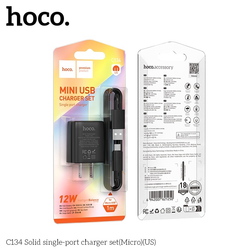 Bộ củ cáp sạc Hoco c134 micro